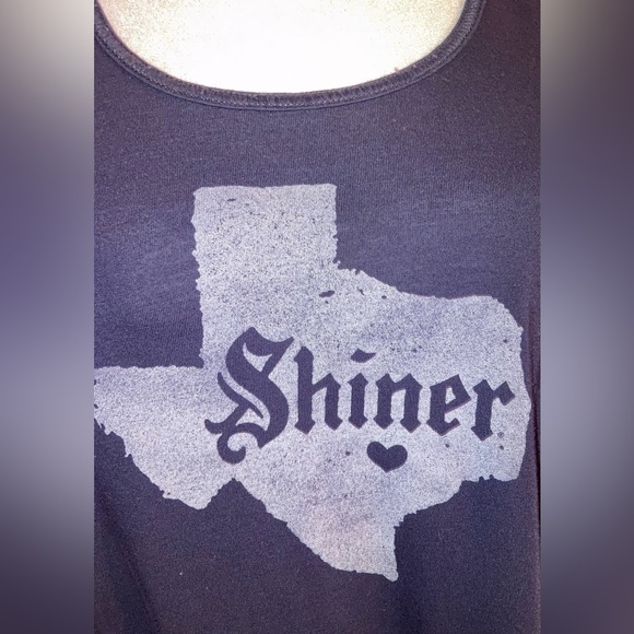 Shiner Texas Beer Tank Top Navy Blue Distressed Reversed Hem XL GUC - Picture 4 of 10